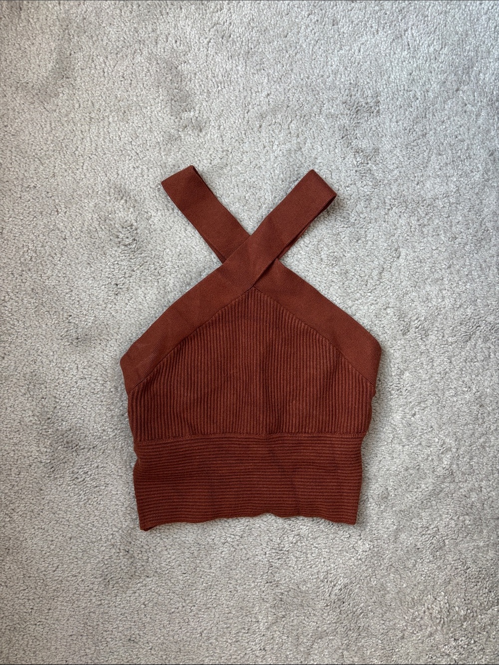 Halter Ribbed Knit Crop Top